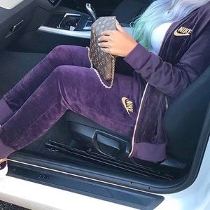 Popular Nike Velour Tracksuit in Port Wine !